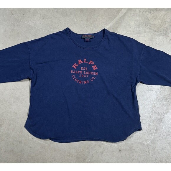 RALPH Ralph Lauren 90s T-Shirt Womens XL Navy Cotton RRL Logo Graphic Print - Picture 3 of 8